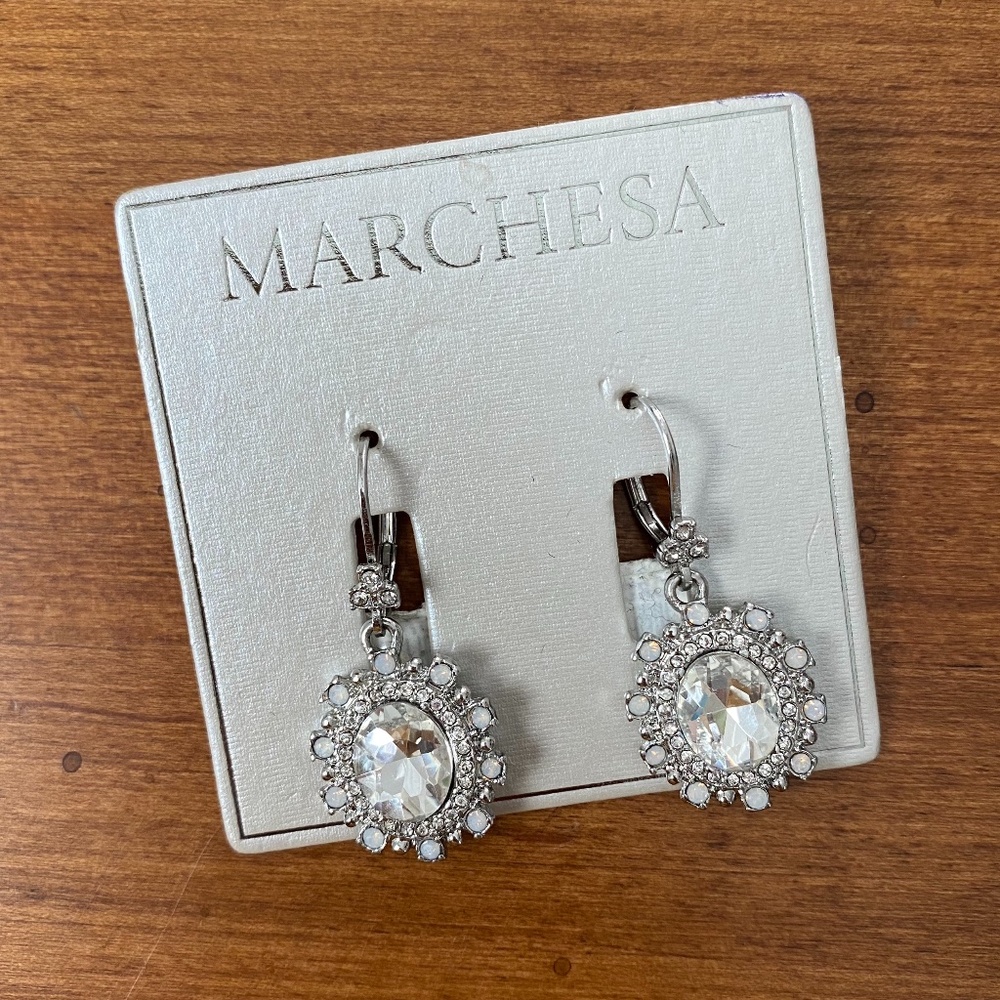NWT Marchesa Rhinestone and Silver Earrings